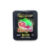 A front view of Major League Extractions Guava Shatter hybrid packaging. The design features a vibrant guava fruit illustration with the word "Guava" in bold, colorful lettering. The strain is a hybrid of Stardawg and Afghani Indica, as displayed on the package.