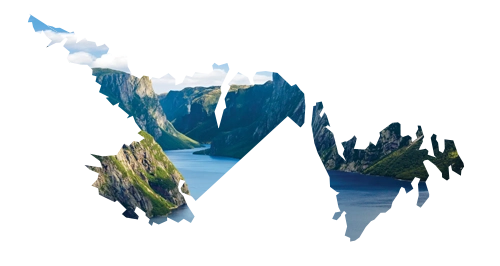 Newfoundland and Labrador coastline in the shape of the province outline – featured on Weed Market, an online dispensary