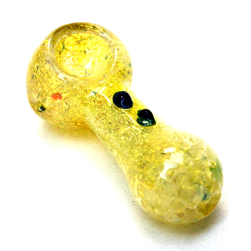 2.5-inch Soft Glass Blunt Pipe in yellow with black accents, featuring a compact design and ergonomic shape