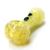 2.5-inch yellow Soft Glass Blunt Pipe with thick glass walls and black airflow dots