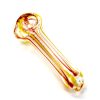 Top view of a small 2.5" glass hand pipe, showcasing its colorful red and yellow design with a wide bowl and smooth glass finish for easy handling.