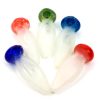 A group of 5 frosted glass hand pipe for weed displayed in various colors, including red, blue, green, and orange, each with a soft, elegant frosted texture and bulbous mouthpiece.