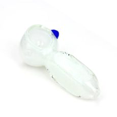 Glow in the Dark Glass Hash Pipe on white background – A 3" glow-in-the-dark glass pipe with a clear and simple design, showing off its ergonomic bowl and smooth finish.