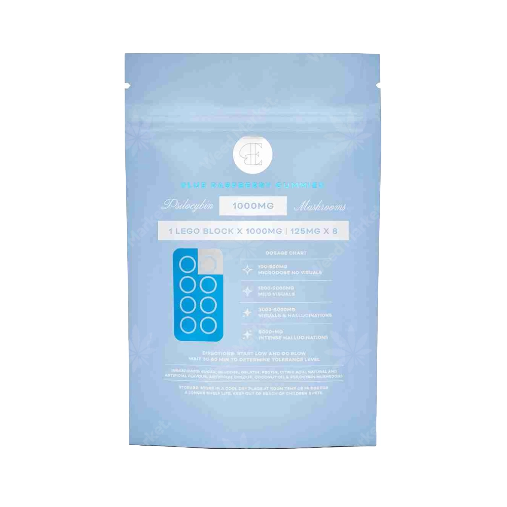 Euphoria Psychedelics Blue Raspberry Gummies 1000mg Back