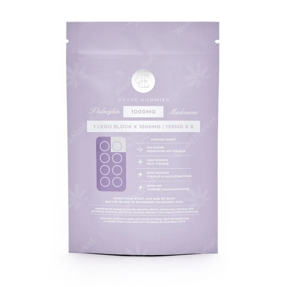 Euphoria Psychedelics Grape Gummies 1000mg Back