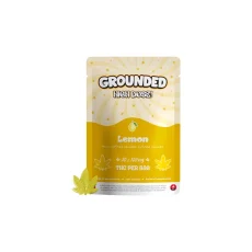 Lemon-flavored Grounded High Dose Gummies package, featuring hand-crafted cannabis-infused gummies with 1000mg THC per bag, 100mg THC per piece