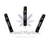 Three black sleek disposable vape pens from Major League Extractions, angled and displayed on a white background, featuring different strain labels.