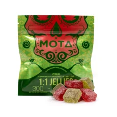 MOTA 1:1 THC CBD Jellies from Weed Market, featuring strawberry, watermelon, and key lime flavors
