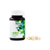 Mota CBD bottle with soft gel capsules arranged in front.