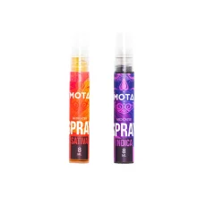 Two MOTA Pure THC Oil Spray bottles, one Sativa and one Indica, in 8 ml size