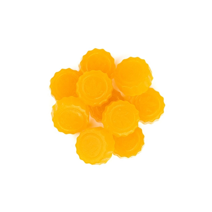 Close-up of Mango-flavored CBD gummies from Weed Market, part of the Onestop Gummies CBD 500mg pack