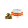Moon Rock Peach 1g (Sativa) in a square container, with three kief-covered Moon Rocks displayed beside it