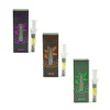 A trio of 1mL So High Extracts THC syringes in boxes labeled Indica (purple), Sativa (orange), and Hybrid (green). Each syringe contains 1000mg THC distillate, shown alongside the packaging.