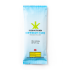 Front view of Kush Kitchen Birthday Cake THC Chocolate Bar packaging. The light blue wrapper displays the brand's logo in green and the product name 'Birthday Cake Medicated Chocolate,' along with 'THC: 1000mg' and 'Net Wt. 100g.' A warning label at the bottom reads 'Keep out of reach of children