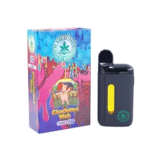 So High Extracts 5mL CBD Vape Charlottes Web cartridge displayed alongside its colorful packaging featuring artistic designs and branding.