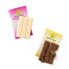 Kush Kitchen mini THC Chocolate Bars in Strawberry and Banana Caramel unwrapped showing white and milk chocolate with 200mg THC on vibrant packaging.