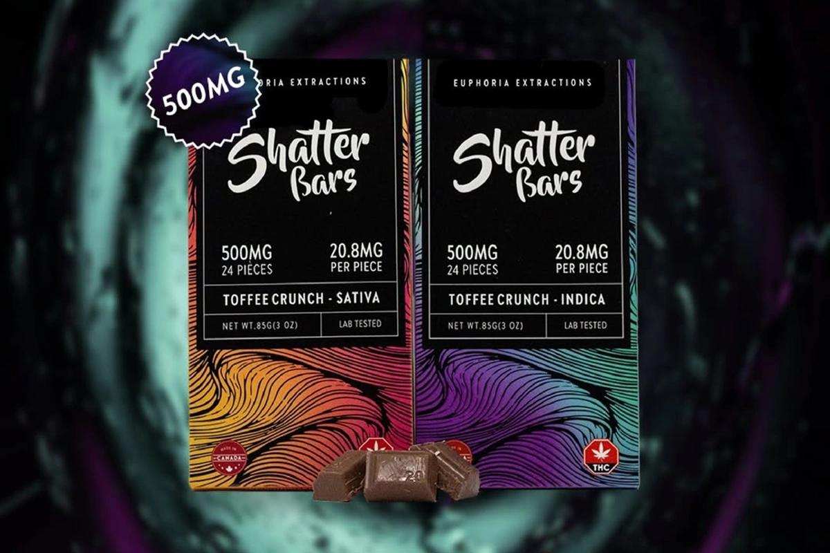 Shatter Bars 500mg Toffee Crunch – Indica and Sativa edibles Weed Market