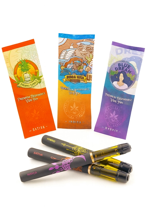 So High Extracts disposable vape pens with colorful strain packaging