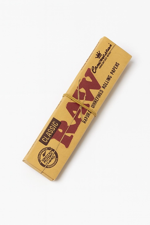 RAW Classic natural unrefined rolling papers pack on white background