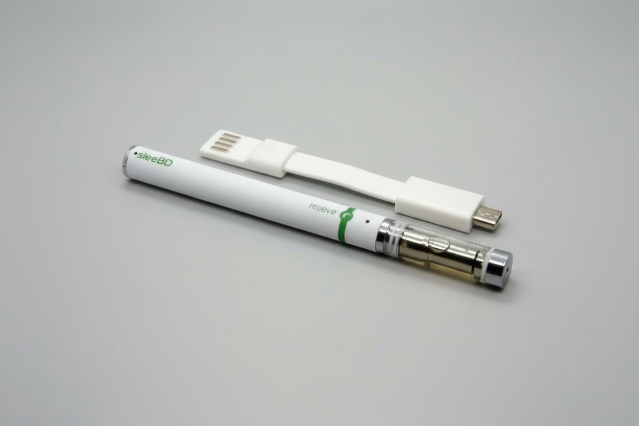 Slim CBD products vape pen with cartridge and charging cable