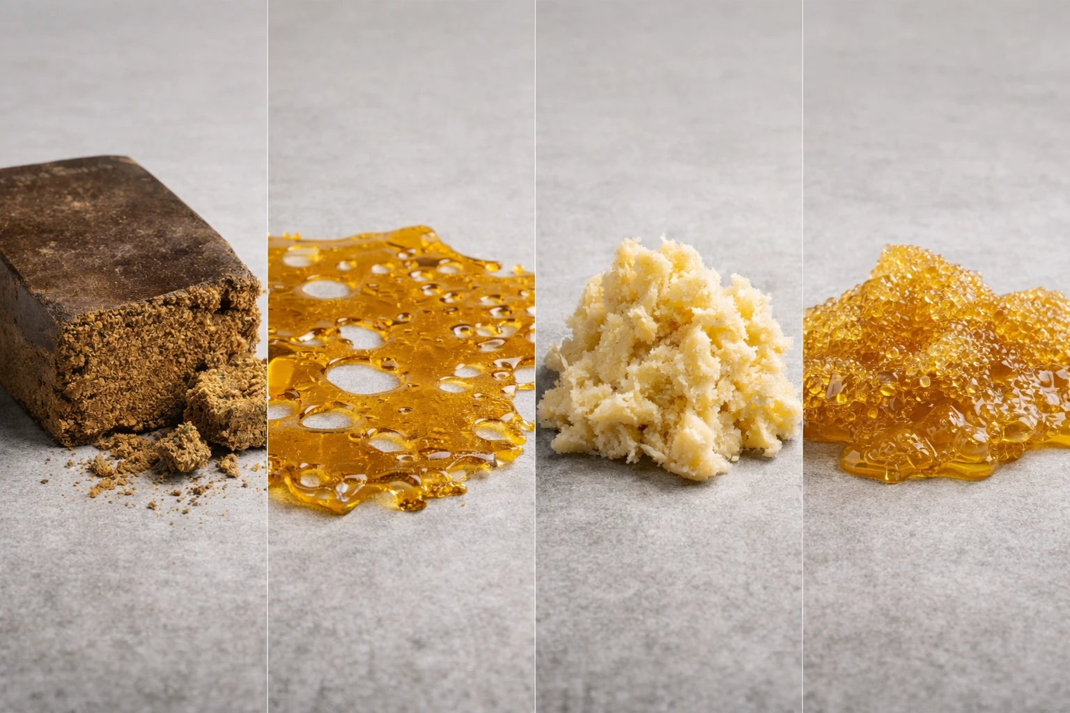 What is hash compared to other cannabis concentrates visual overview for Weed Market