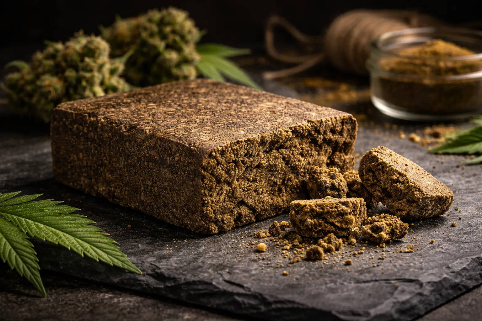 What is hash natural cannabis resin block with flower background for Weed Market