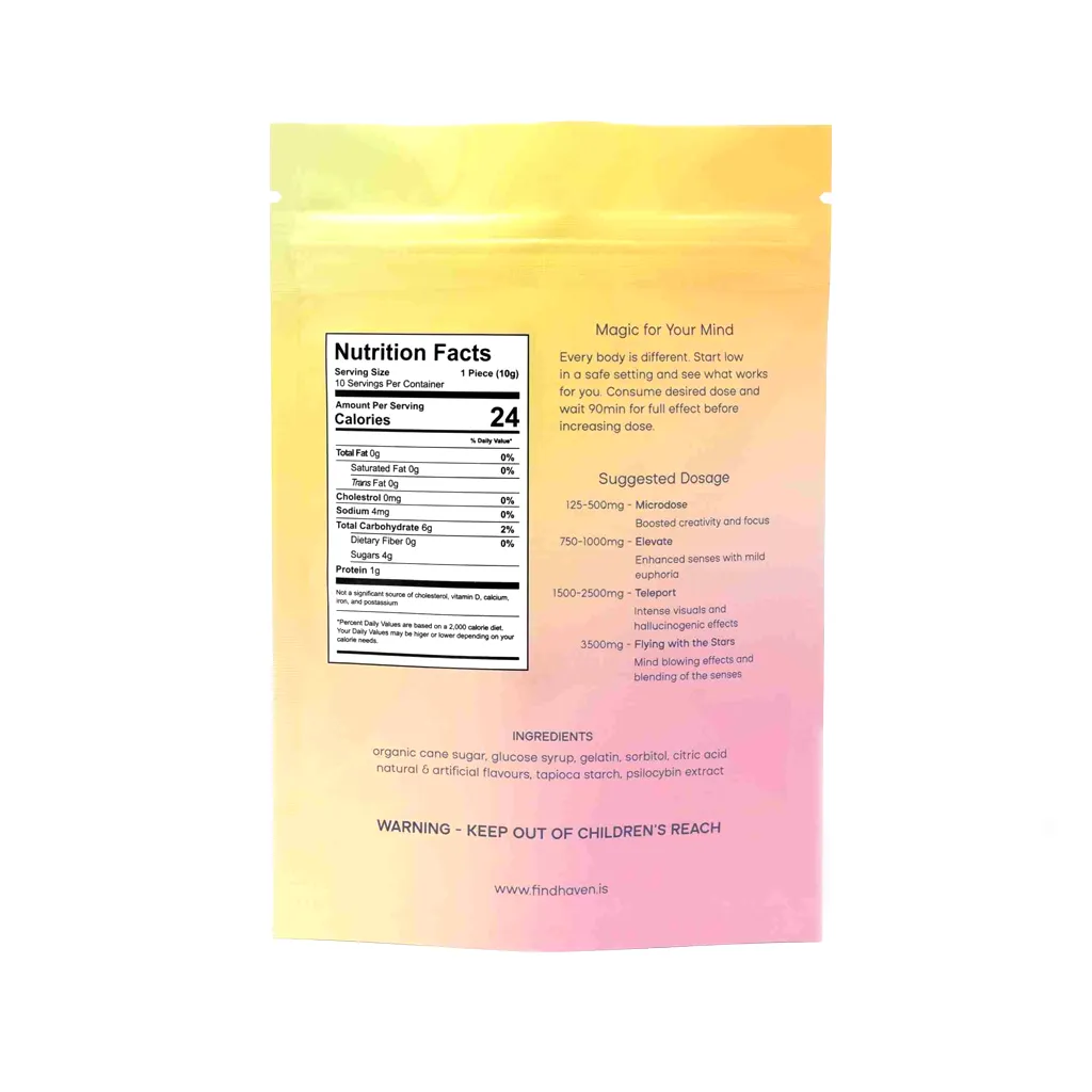 Haven 5000mg Cherry Lemonade Psilocybin Gummies Back