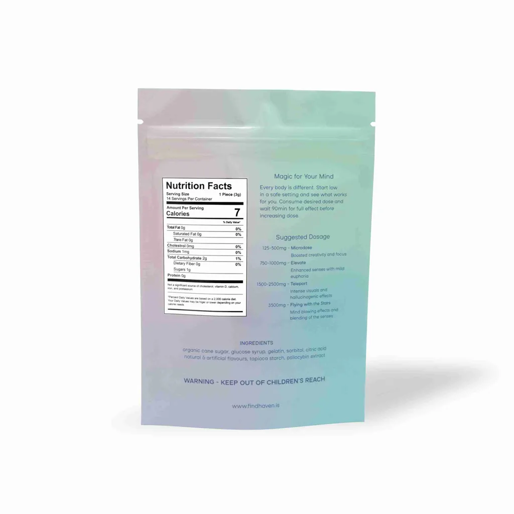 Haven Blue Raspberry Psilocybin Gummies Back