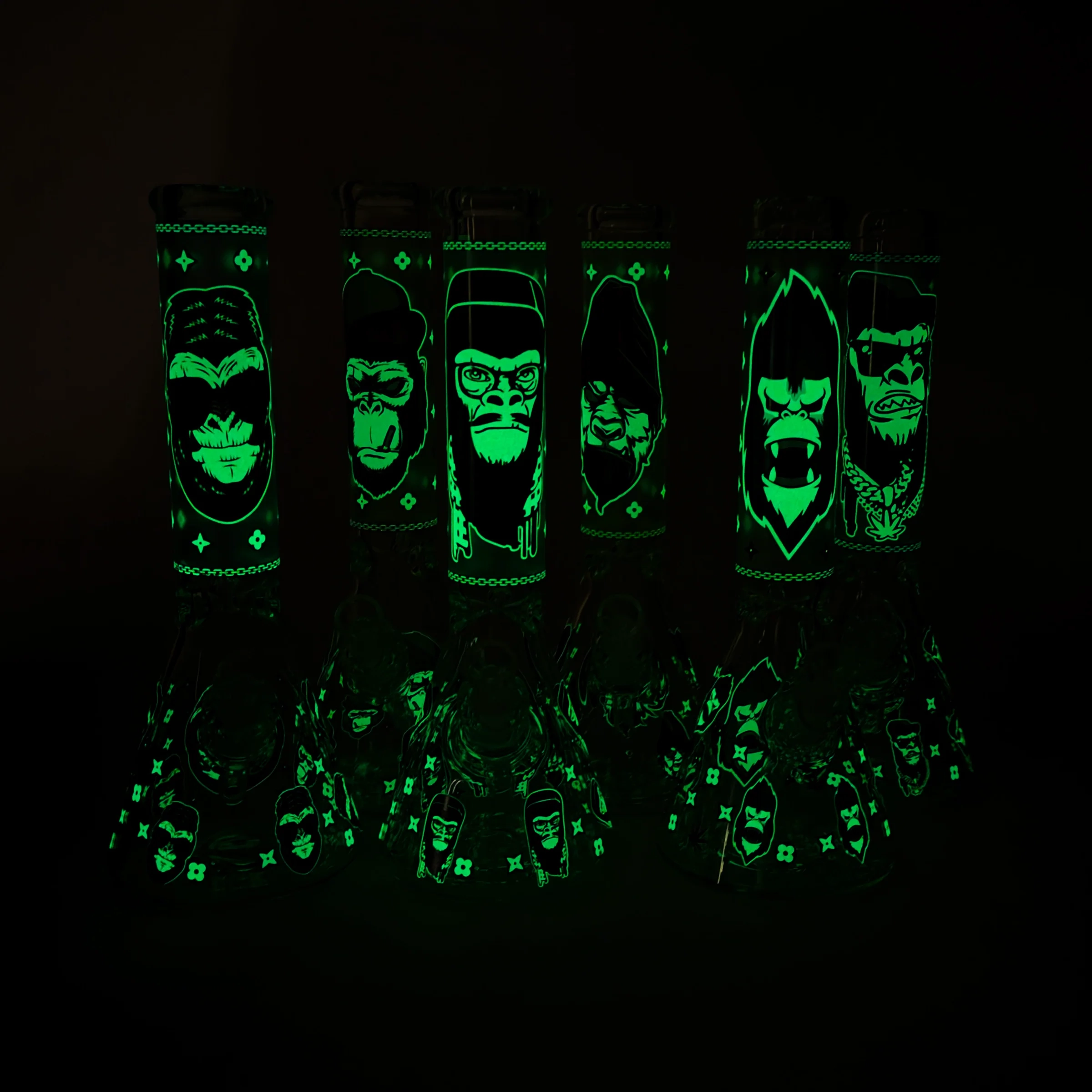 Gorilla Designs Glow In The Dark Beaker Bong Dark