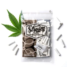 STREAM Slims Long Triple Charcoal RYO filter resealable bag of 100, 6.0mm by 22mm slim filter tips